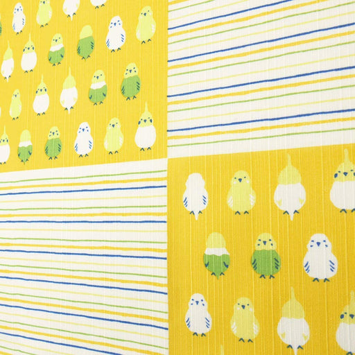 Hama Pattern Parakeet Arrangement Furoshiki - 50Cm Yellow Cloth-Kiichin - The #1 Place for Japanese Goods in Your Hand!