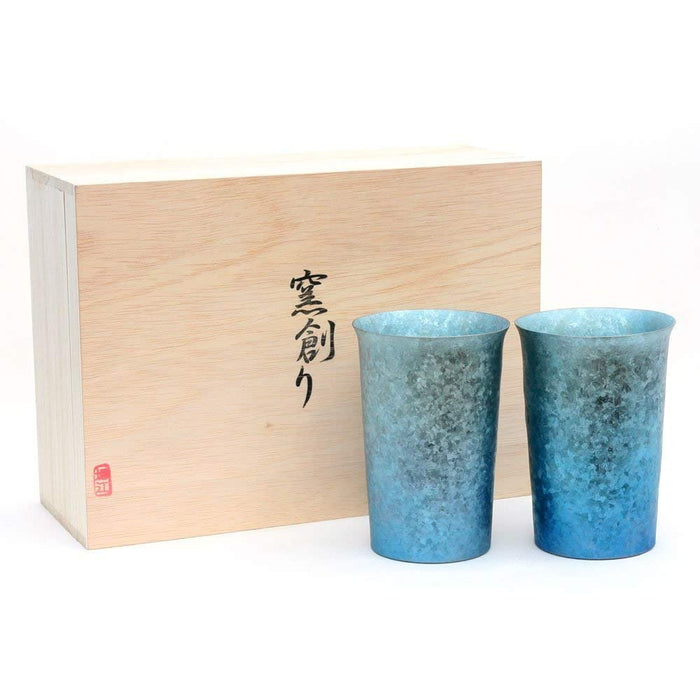 Horie Japan Tsubame Titanium Double Layer Tumbler - Gradation Blue 2 Pcs Set-Kiichin - The #1 Place for Japanese Goods in Your Hand!