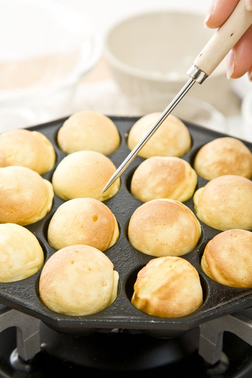 Ikenaga Iron Works Takoyaki Maker - 14 Holes, Ih/Gas Compatible, Japan Wooden Pattern-Kiichin - The #1 Place for Japanese Goods in Your Hand!