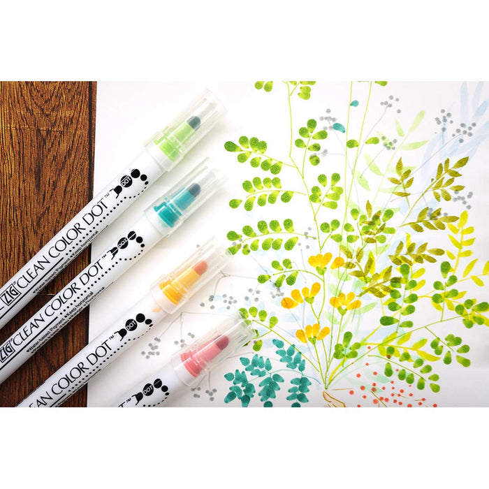 Kuretake Water-Based Pen Zig Clean Color Dot - 4 Colors-Kiichin - The #1 Place for Japanese Goods in Your Hand!
