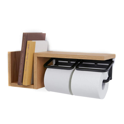 Lowya Iron Wooden Toilet Paper Holder with Shelves & Storage - Double 2 Strands Set-Kiichin - The #1 Place for Japanese Goods in Your Hand!