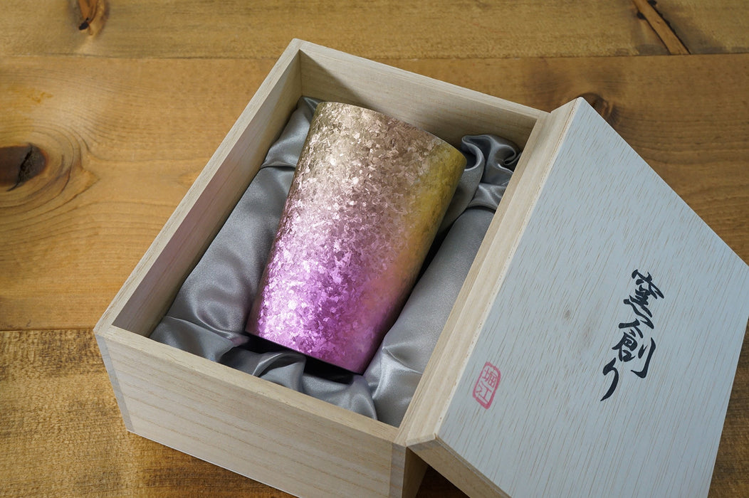 Horie Niigata Prefecture Tsubame Titanium Double Tumbler Kiln Creation 270Cc Light Gradation Pink Japan - T09Km270Gp-Kiichin - The #1 Place for Japanese Goods in Your Hand!
