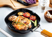 Taniguchi-Metal Grill Pan 20x20cm IH Compatible with Natural Wood Handle - Japan Fluorine Coating-Kiichin - The #1 Place for Japanese Goods in Your Hand!