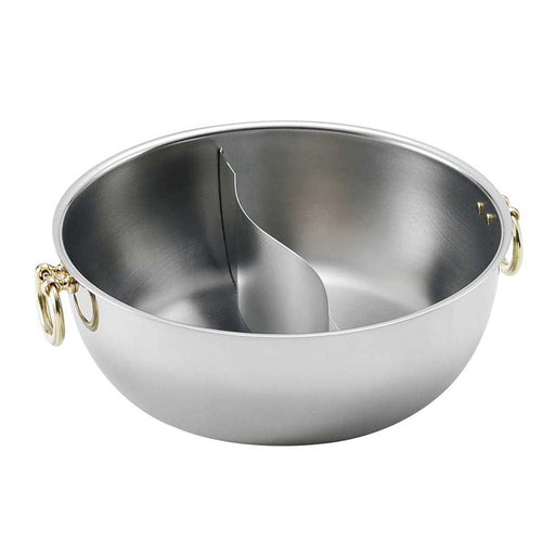 Wadasuke Factory 30Cm Stainless Steel Induction Shabu Shabu Hot Pot - Japan Brass Handle-Kiichin - The #1 Place for Japanese Goods in Your Hand!