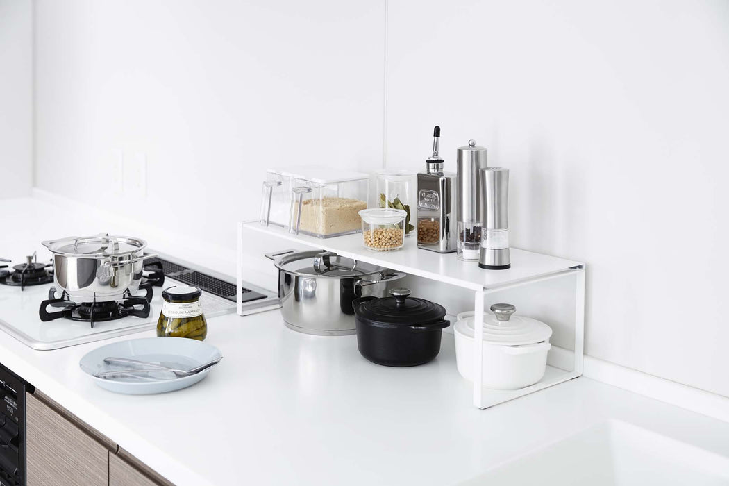 Yamazaki Industrial 3829 White Telescopic Storage Shelf-Kiichin - The #1 Place for Japanese Goods in Your Hand!