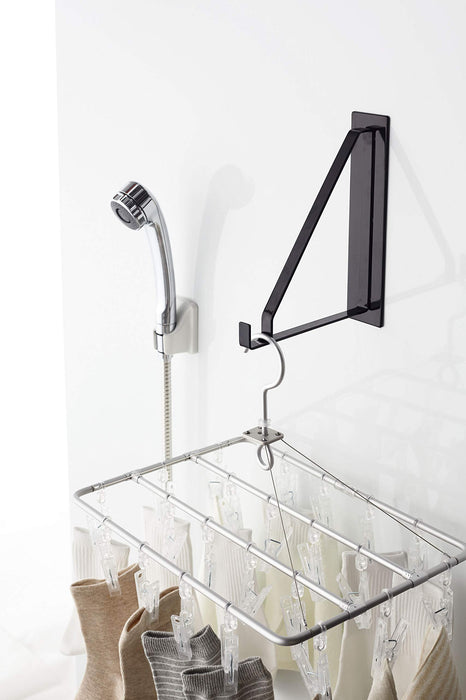 Yamazaki Industrial Japan 4713 Magnetic Bathroom Drying Hanger - Black, 5x18.5x23cm-Kiichin - The #1 Place for Japanese Goods in Your Hand!