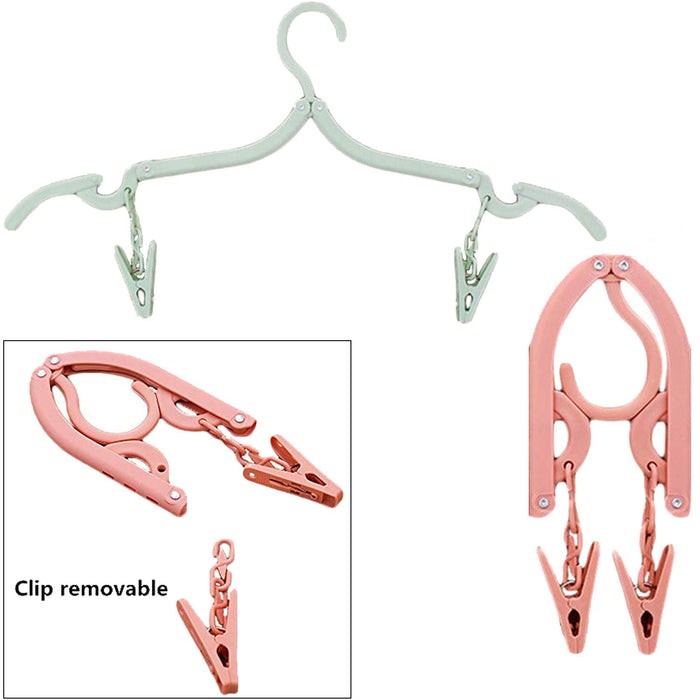 Yoooo Travel Hanger Set - Portable, Foldable, Lightweight - 12 Pcs, 1 Laundry Rope, 24 Pinches - 6 Colors - For Travel & Business Trips, Laundry Drying - Japan-Kiichin - The #1 Place for Japanese Goods in Your Hand!